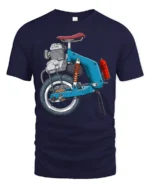 Funny Motorized Mini Bike Engine Graphic T Shirt Retro Ride - navy t-shirt on white background