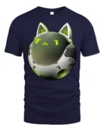 Futuristic Robot Cat Helmet Sci Fi Cyber Kitty Graphic T Shirt - navy t-shirt on white background