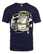 Cash Money Roll Graphic T Shirt Bold Hustle Street Style - navy t-shirt on white background