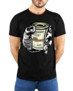 Cash Money Roll Graphic T Shirt Bold Hustle Street Style - model wearing black tee with hands behind back