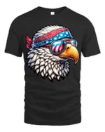 Patriotic Bald Eagle Sunglasses American Flag Graphic T Shirt - black t-shirt on white background