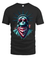 Cool Statue Of Liberty Sunglasses Patriotic Graphic T Shirt - black t-shirt on white background