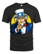 Vintage Uncle Sam I Want You Patriotic USA Graphic T Shirt - black t-shirt on white background