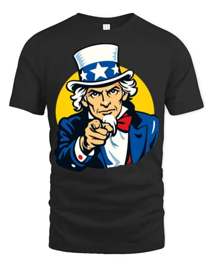 Vintage Uncle Sam I Want You Patriotic USA Graphic T Shirt - black t-shirt on white background
