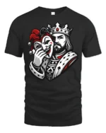 King Holding Joker Mask Dark Royal Graphic T Shirt Style - black t-shirt on white background