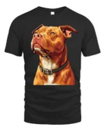 Realistic Pit Bull Dog Portrait Graphic T Shirt Dog Lover Style - black t-shirt on white background