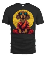 Zen Meditation Dog With Sunglasses Funny Graphic T Shirt - black t-shirt on white background