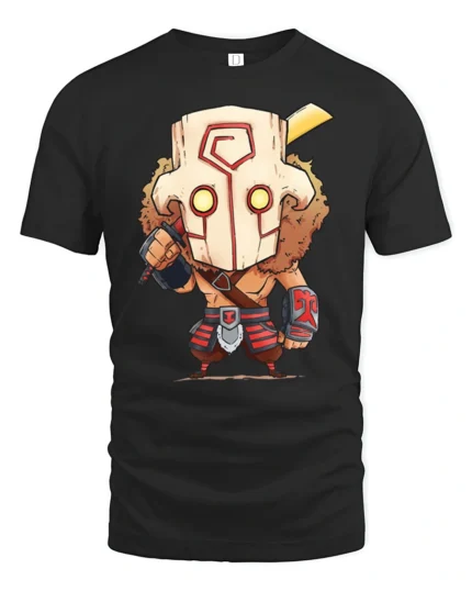 Cute Fantasy Warrior Mask Chibi Knight Graphic T Shirt - black t-shirt on white background