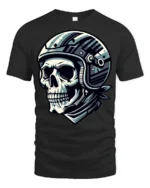 Skull Motorcycle Helmet Rider Graphic T Shirt Biker Style - black t-shirt on white background