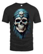 Vintage Pirate Skull Bandana Graphic T Shirt Dark Ocean Style - black t-shirt on white background