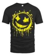 Grunge Smiley Face Graffiti Street Art Graphic T Shirt Style - black t-shirt on white background