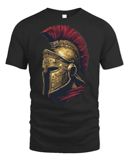 Vintage Roman Gladiator Helmet Warrior Graphic T Shirt Style - black t-shirt on white background