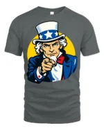 Vintage Uncle Sam I Want You Patriotic USA Graphic T Shirt - gray t-shirt on white background