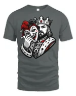 King Holding Joker Mask Dark Royal Graphic T Shirt Style - gray t-shirt on white background