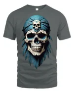 Vintage Pirate Skull Bandana Graphic T Shirt Dark Ocean Style - gray t-shirt on white background