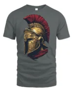 Vintage Roman Gladiator Helmet Warrior Graphic T Shirt Style - gray t-shirt on white background