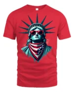 Cool Statue Of Liberty Sunglasses Patriotic Graphic T Shirt - red t-shirt on white background