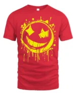 Grunge Smiley Face Graffiti Street Art Graphic T Shirt Style - red t-shirt on white background