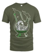 Funny Astronaut Bong Galaxy Space Humor Graphic T Shirt - military green t-shirt on white background