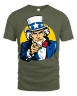 Vintage Uncle Sam I Want You Patriotic USA Graphic T Shirt - military green t-shirt on white background