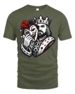 King Holding Joker Mask Dark Royal Graphic T Shirt Style - military green t-shirt on white background