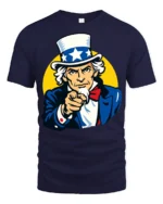 Vintage Uncle Sam I Want You Patriotic USA Graphic T Shirt - navy t-shirt on white background