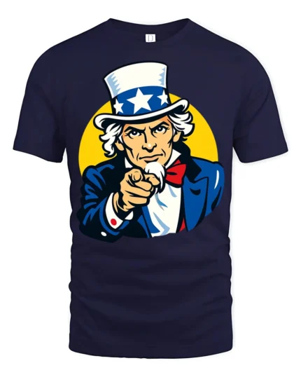 Vintage Uncle Sam I Want You Patriotic USA Graphic T Shirt - navy t-shirt on white background