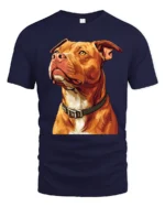 Realistic Pit Bull Dog Portrait Graphic T Shirt Dog Lover Style - navy t-shirt on white background