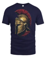 Vintage Roman Gladiator Helmet Warrior Graphic T Shirt Style - navy t-shirt on white background