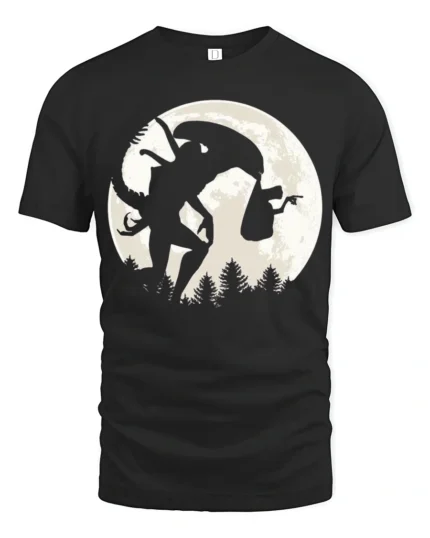 Creepy Mothman Cryptid Legend Moon Silhouette Graphic T Shirt - black t-shirt on white background