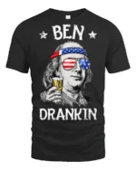 Ben Drankin Funny Benjamin Franklin Party Graphic T Shirt - black t-shirt on white background