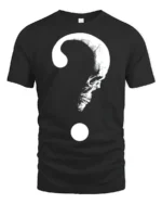 Mysterious Skull Question Mark Dark Humor Graphic T Shirt - black t-shirt on white background