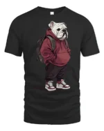 Cool Bulldog Streetwear Backpack Urban Dog Graphic T Shirt - black t-shirt on white background