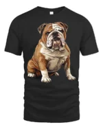Cute English Bulldog Dog Lover Graphic T Shirt Classic Pet Art - black t-shirt on white background
