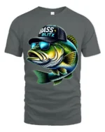 Bass Blitz Cool Fishing Bass With Sunglasses Graphic T Shirt - gray t-shirt on white background