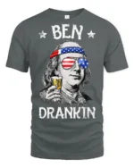 Ben Drankin Funny Benjamin Franklin Party Graphic T Shirt - gray t-shirt on white background