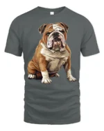 Cute English Bulldog Dog Lover Graphic T Shirt Classic Pet Art - gray t-shirt on white background
