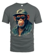 Cool Monkey With Sunglasses Street Style Funny Graphic T Shirt - gray t-shirt on white background