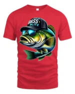 Bass Blitz Cool Fishing Bass With Sunglasses Graphic T Shirt - red t-shirt on white background