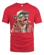 Cool Pitbull Dog With Sunglasses Urban Style Graphic T Shirt - red t-shirt on white background