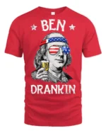 Ben Drankin Funny Benjamin Franklin Party Graphic T Shirt - red t-shirt on white background