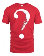 Mysterious Skull Question Mark Dark Humor Graphic T Shirt - red t-shirt on white background