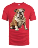 Cute English Bulldog Dog Lover Graphic T Shirt Classic Pet Art - red t-shirt on white background