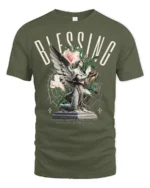 Product - military green t-shirt on white background