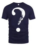 Mysterious Skull Question Mark Dark Humor Graphic T Shirt - navy t-shirt on white background
