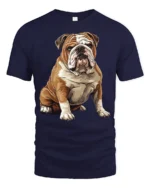 Cute English Bulldog Dog Lover Graphic T Shirt Classic Pet Art - navy t-shirt on white background