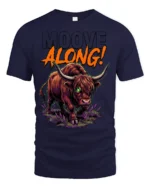 Mooove Along Funny Highland Cow Attitude Graphic T Shirt - navy t-shirt on white background