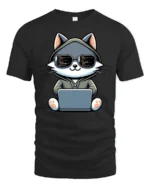 Funny Coding Cat With Laptop Programmer Graphic T Shirt - black t-shirt on white background