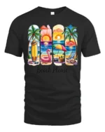 Beach Please Summer Vacation Sunset Graphic T Shirt - black t-shirt on white background