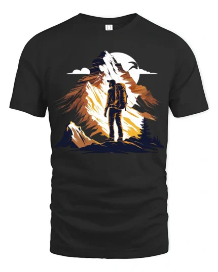 Adventure Mountain Hiking Graphic T Shirt Outdoor Explorer Tee - black t-shirt on white background